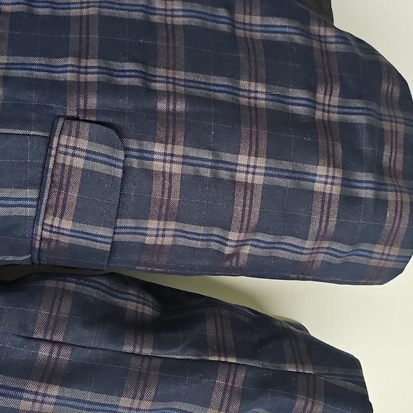 BooHoo Man Blue Plaid Blazer Jacket - Picture 4 of 10